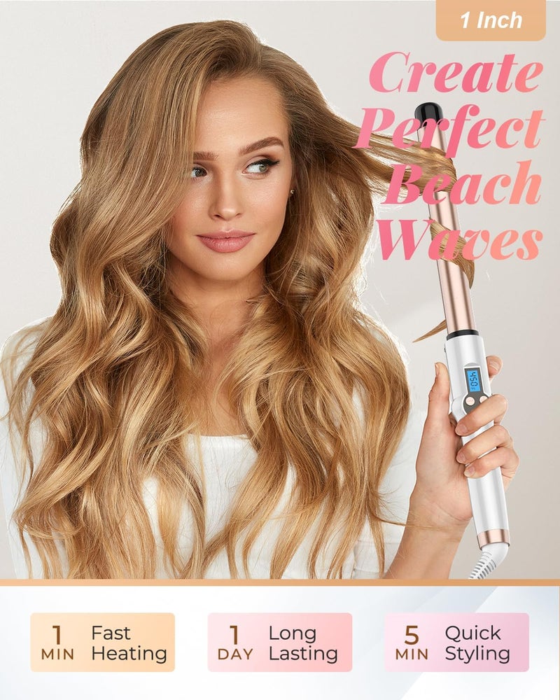 Hoson 1 Inch Extra Long Barrel Curling Wand, Ceramic Tourmaline Curling Wand Professional Dual Voltage with Adjustable Temperature - Image 2